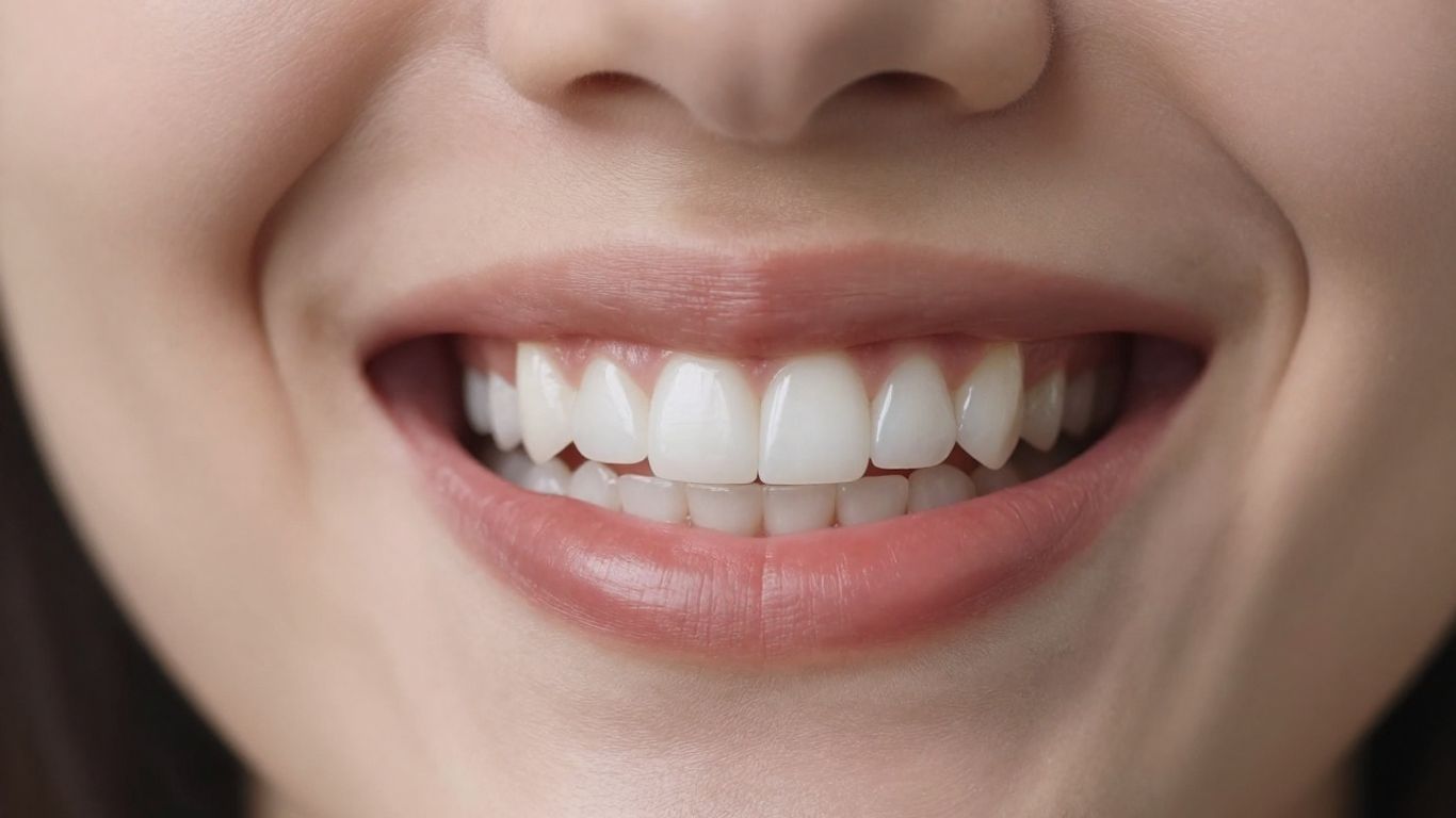 Close-up of a perfect smile with white veneers.