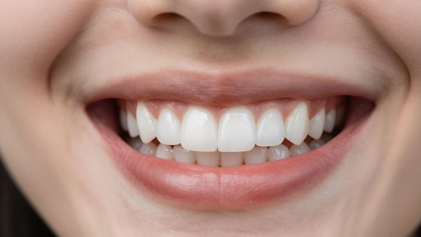 Close-up of a perfect, white smile with dental veneers.