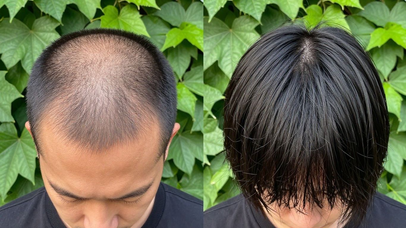 Person regrowing hair naturally and scientifically.