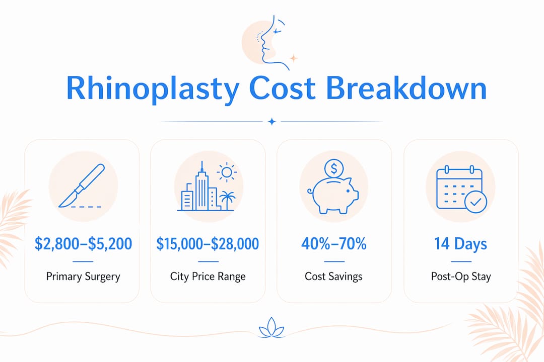 Infographic showing rhinoplasty cost components in Brazil
