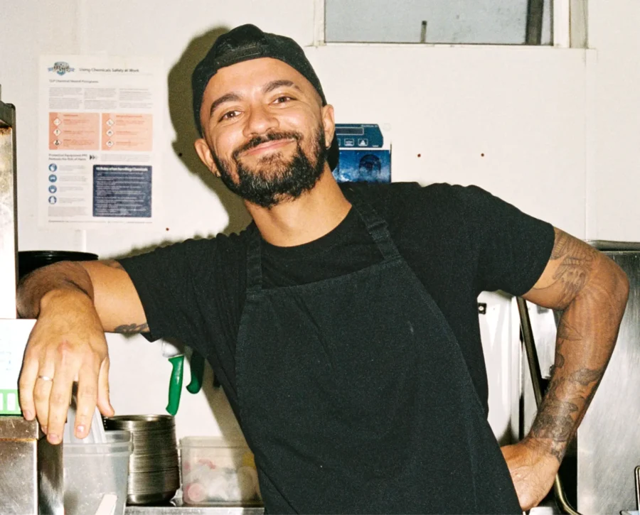 Employee smiling while working