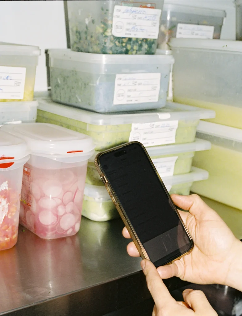 Someone using the Nory mobile app to review inventory