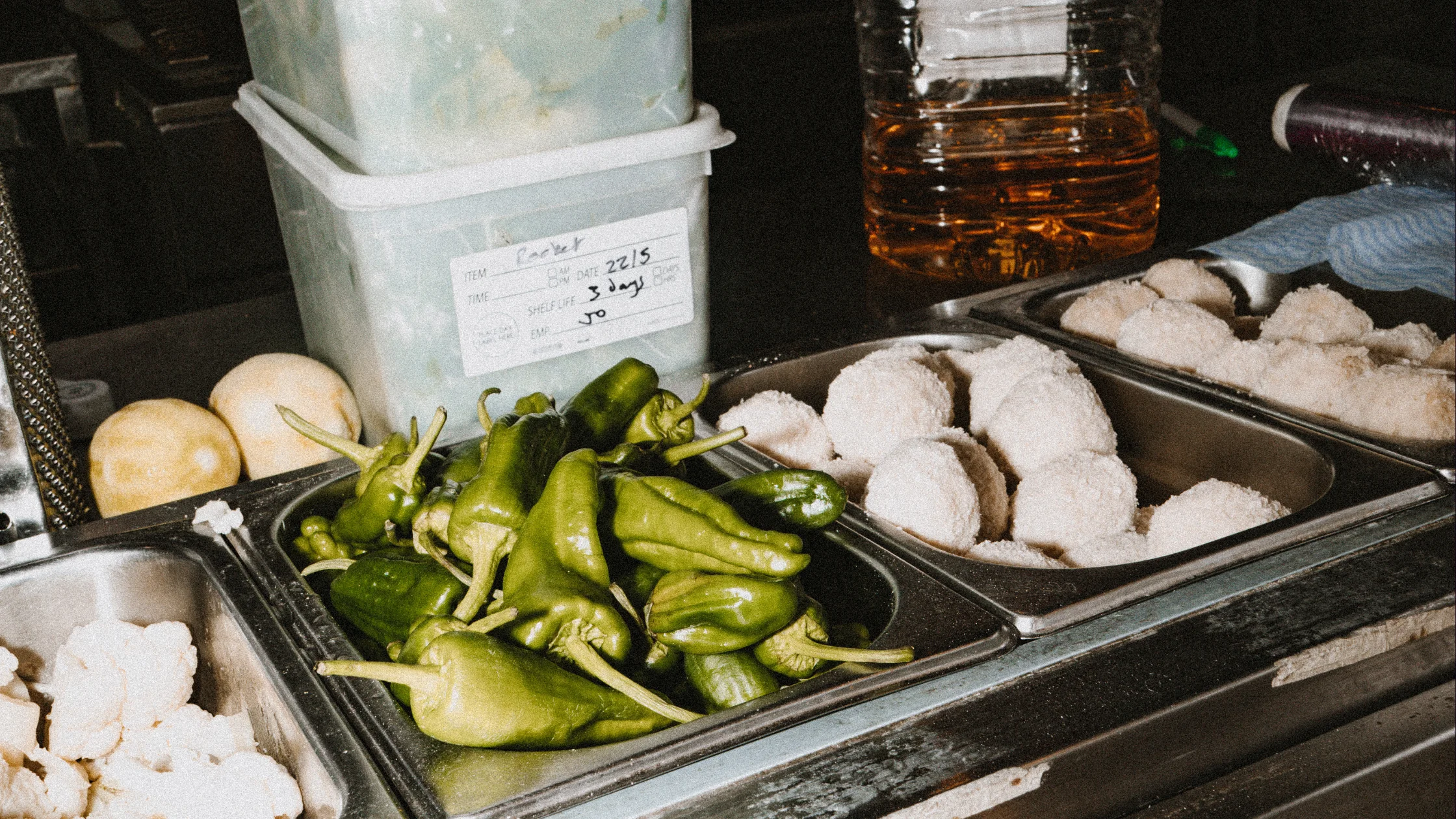Restaurant waste reporting food items in a kitchen