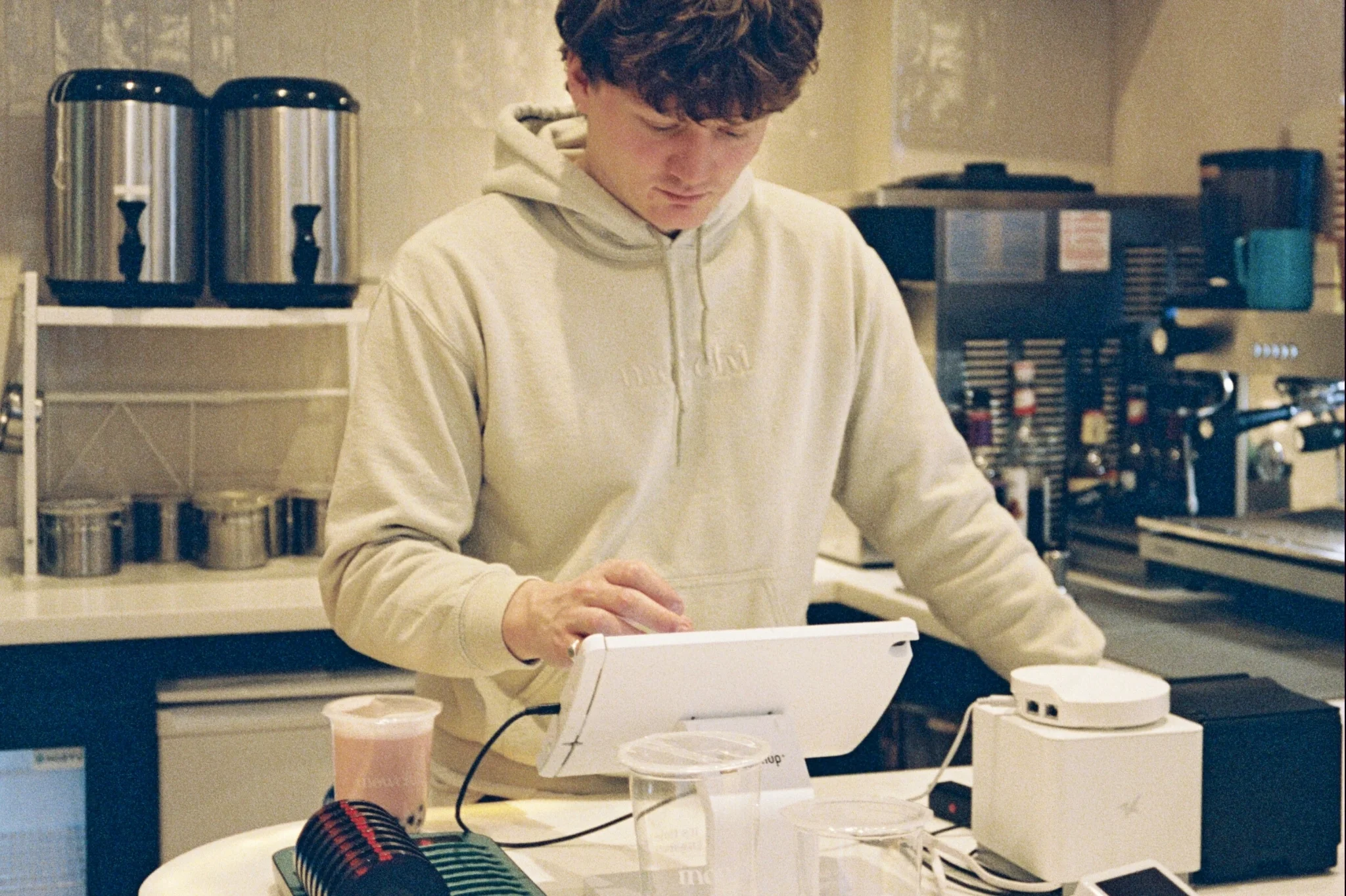 Hospitality employee working