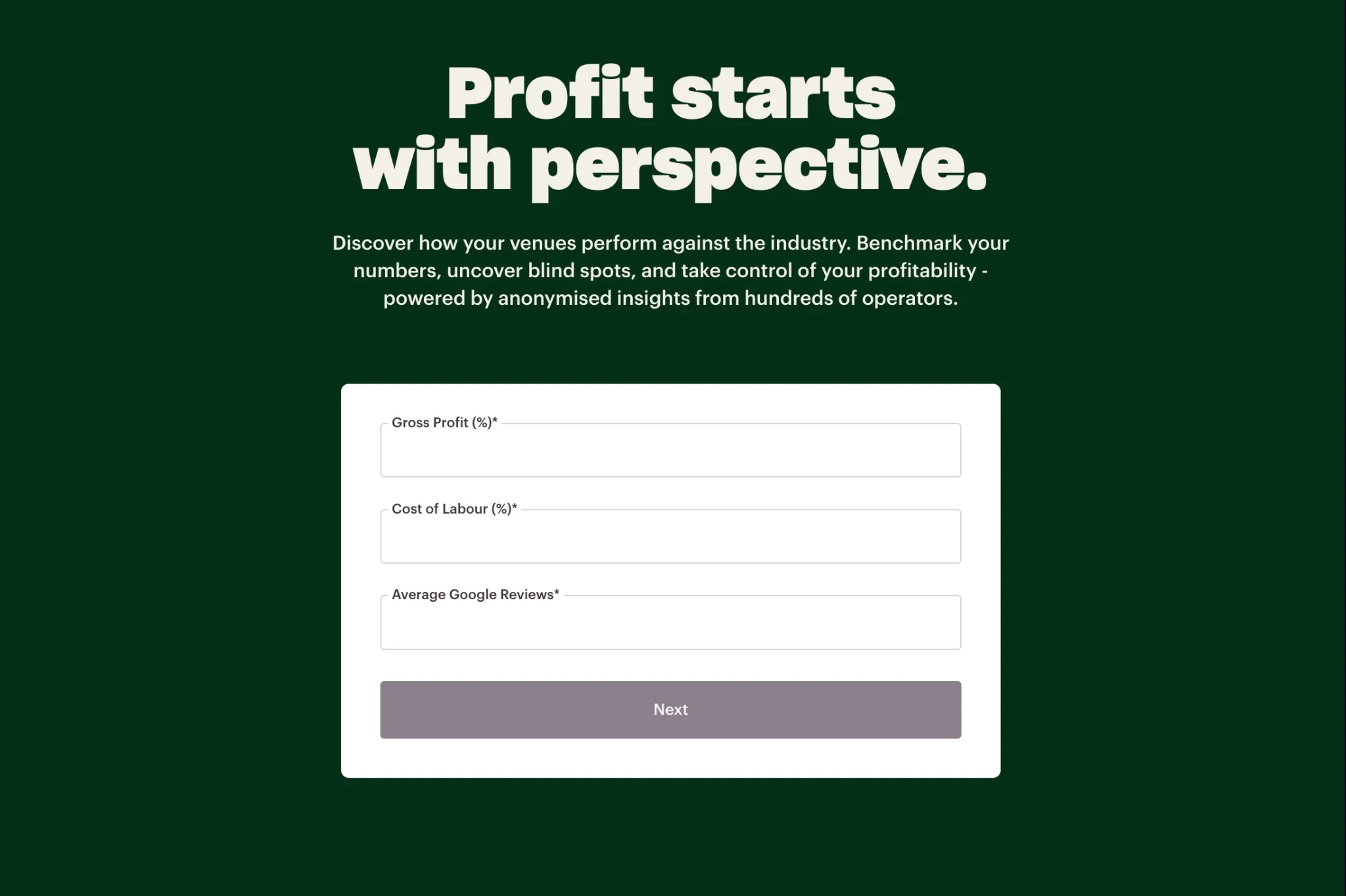 Nory benchmarking tool for restaurants