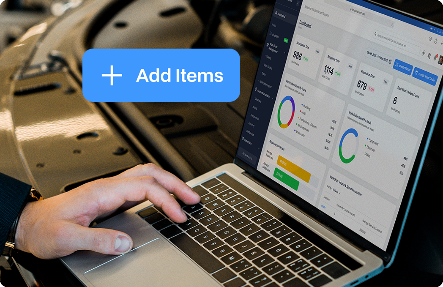 Gas station maintenance workflow dashboard illustration for FM Dashboard blog