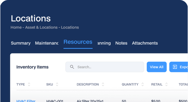 Organized maintenance inventory dashboard illustration for FM Dashboard blog