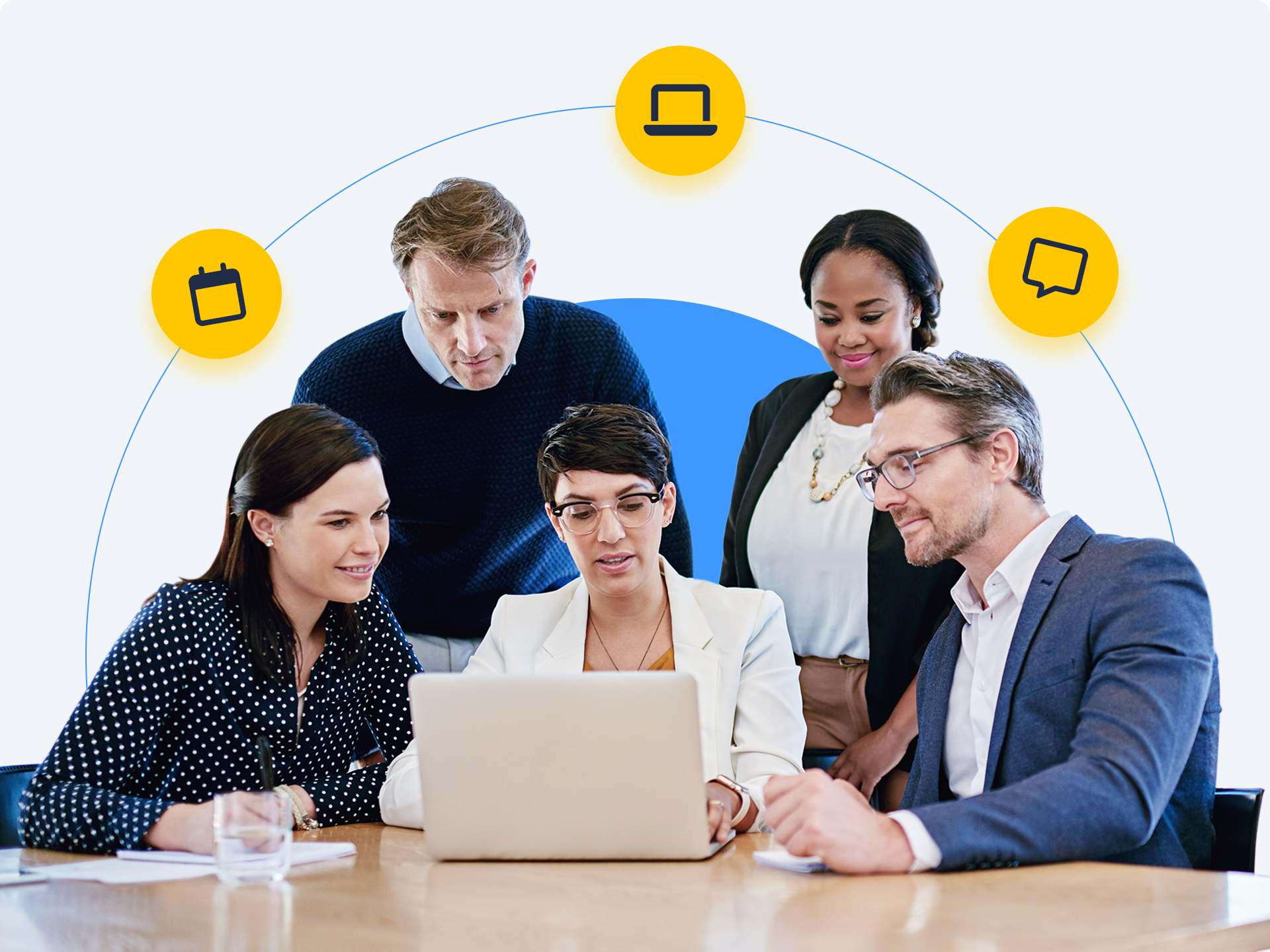 Maintenance team improving efficiency using FM Dashboard tools illustration