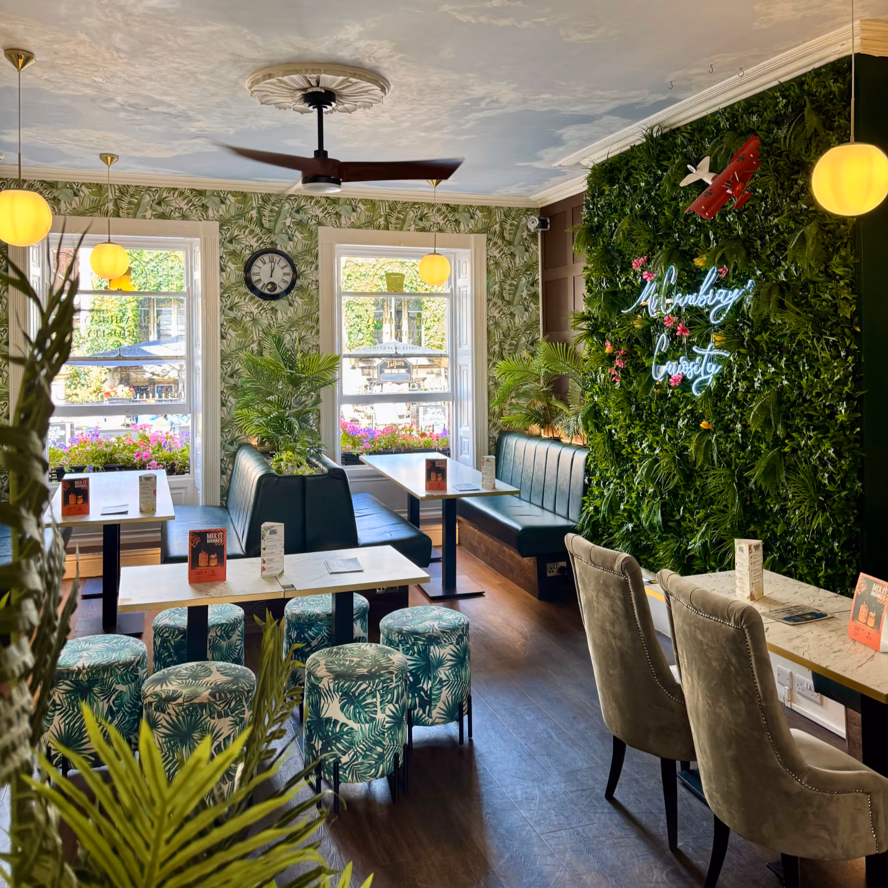 Botanical Room at Mr Cambrays, decorated with plants and flowers