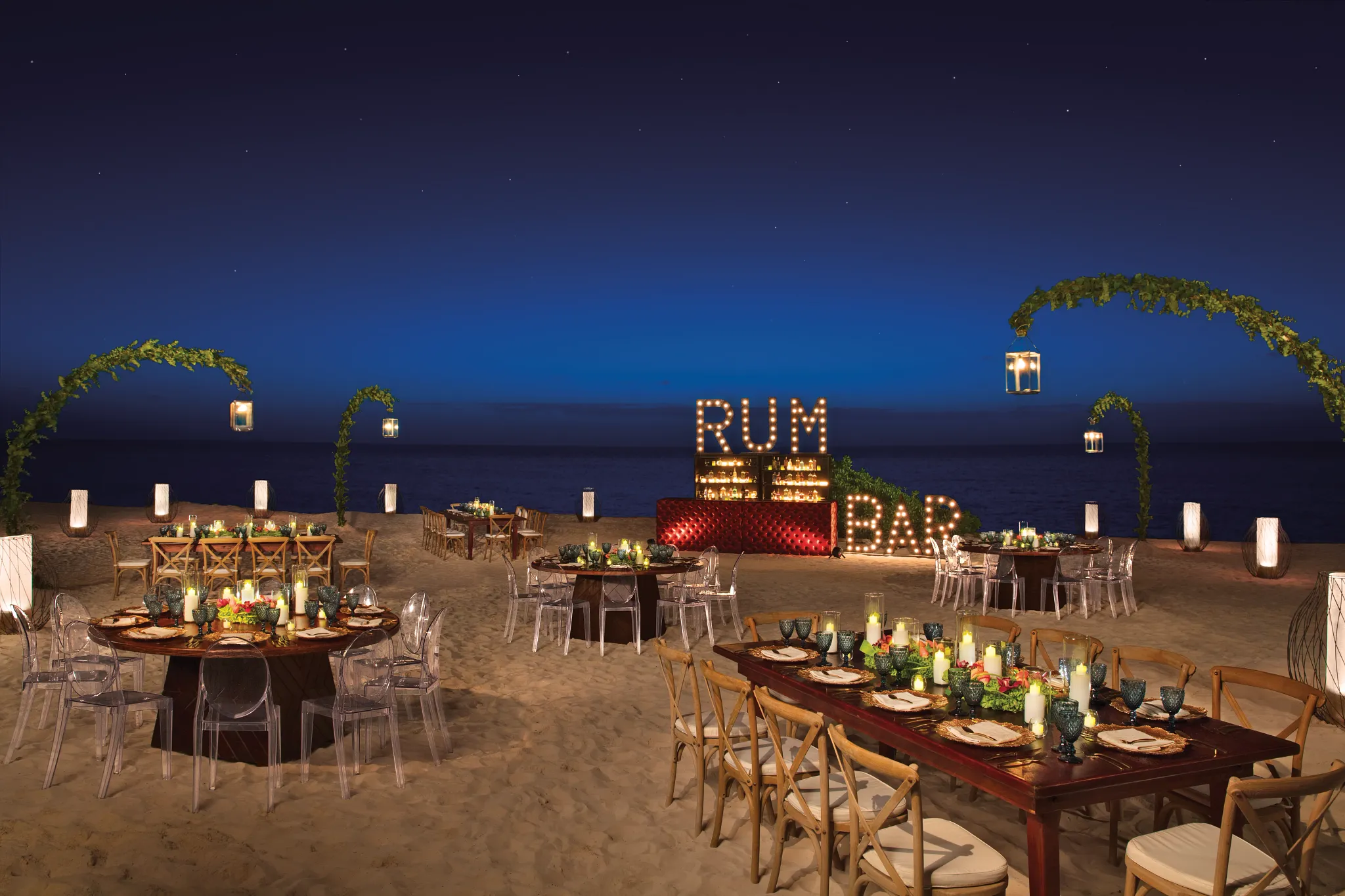 secrets riviera cancun beach wedding setup