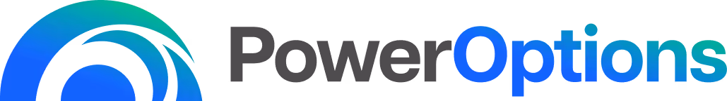 PowerOptions logo with a blue and green circular design on the left.