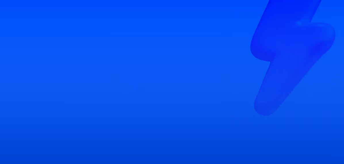 Blue gradient background with a translucent lightning bolt shape on the right side.