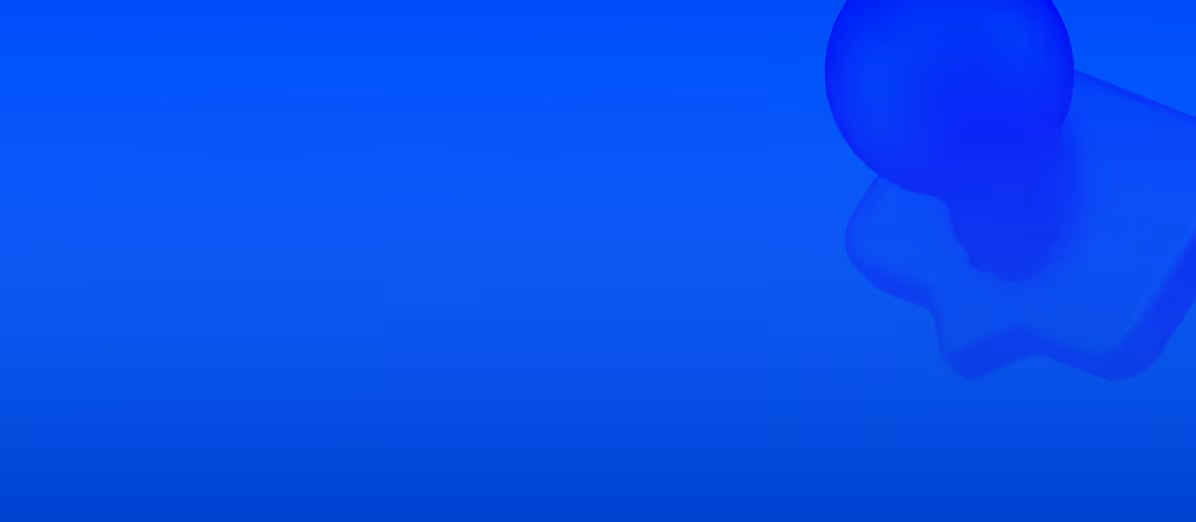 Blue background with a darker blue 3D light bulb shape in the upper right corner.