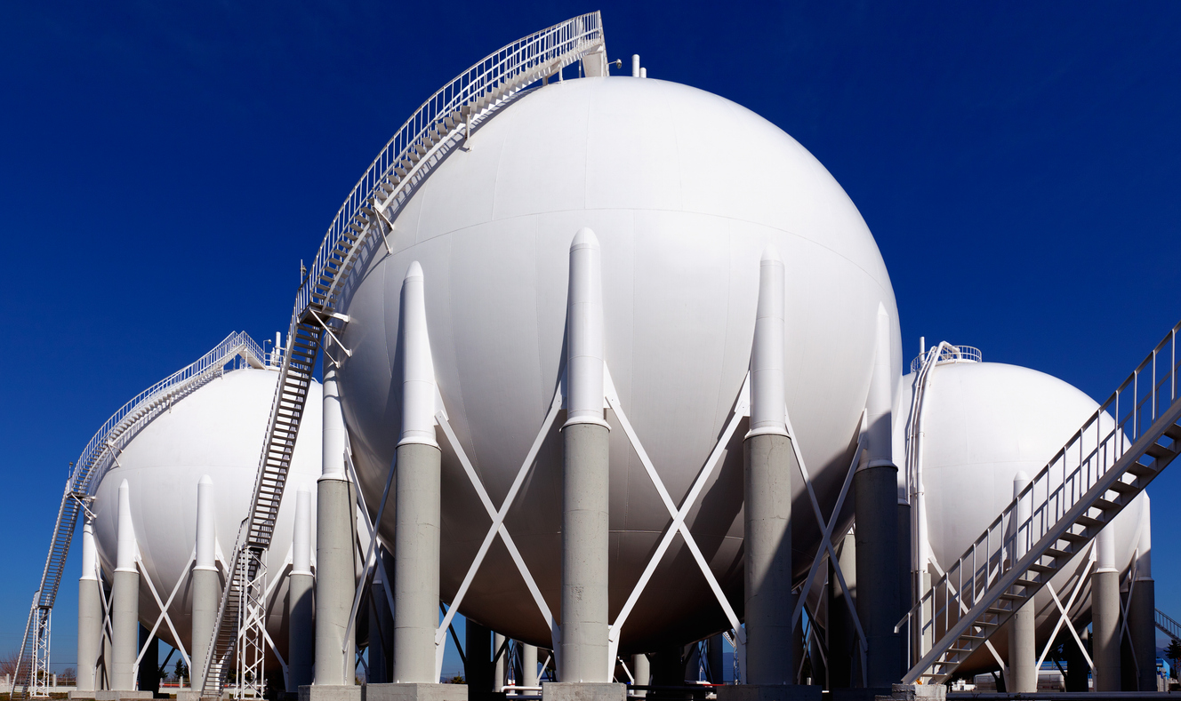 Three energy tanks at a fuel center