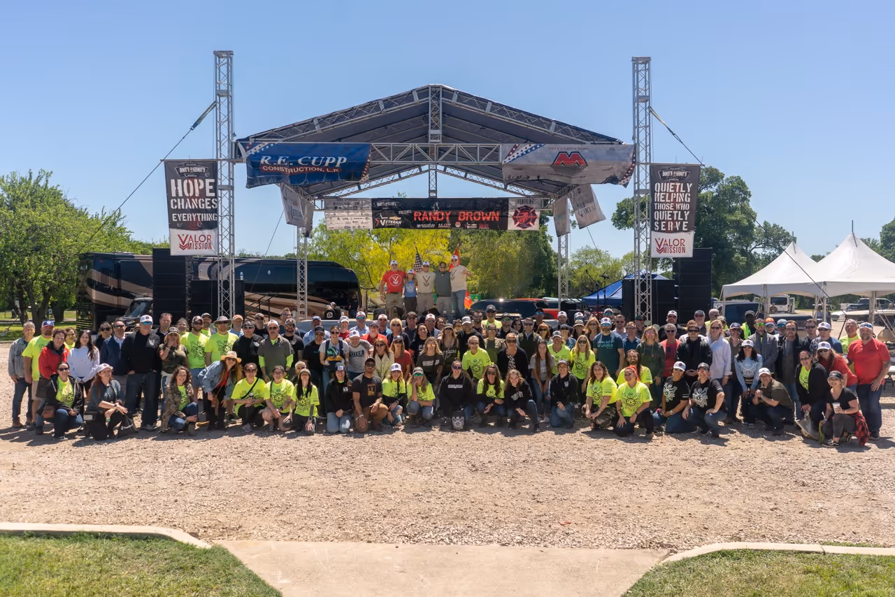 outdoor charity event at sunset