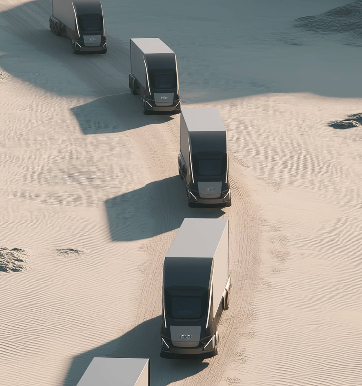 Autonomous Trucks In Desert - Neuralflow Webflow Template | BRIX Template