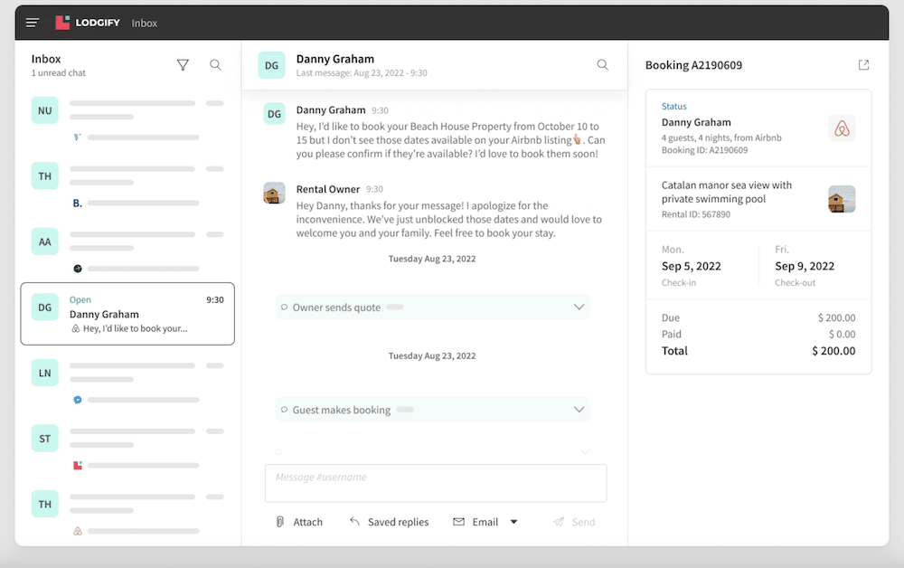Lodgify unified inbox