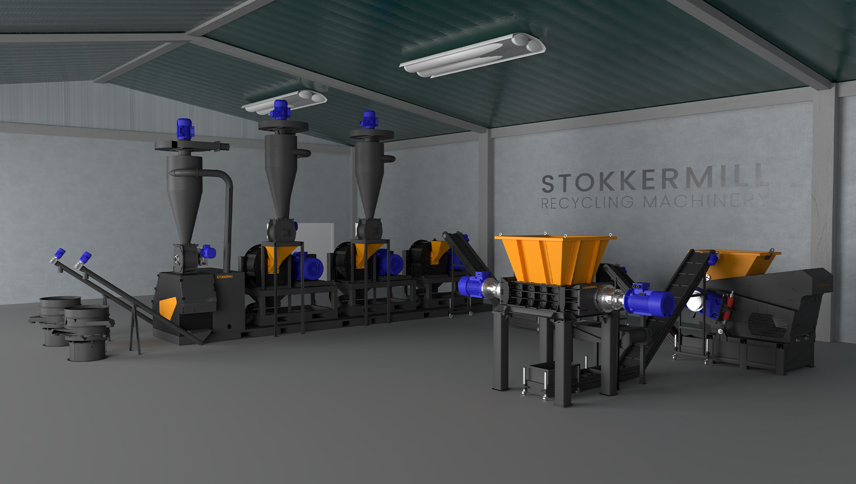 Printed boards recycling plant for electronic boards PCB, reduction of size, glass separation and mixed metals.