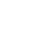 White outline icon of a tree next to a park bench on a transparent background.