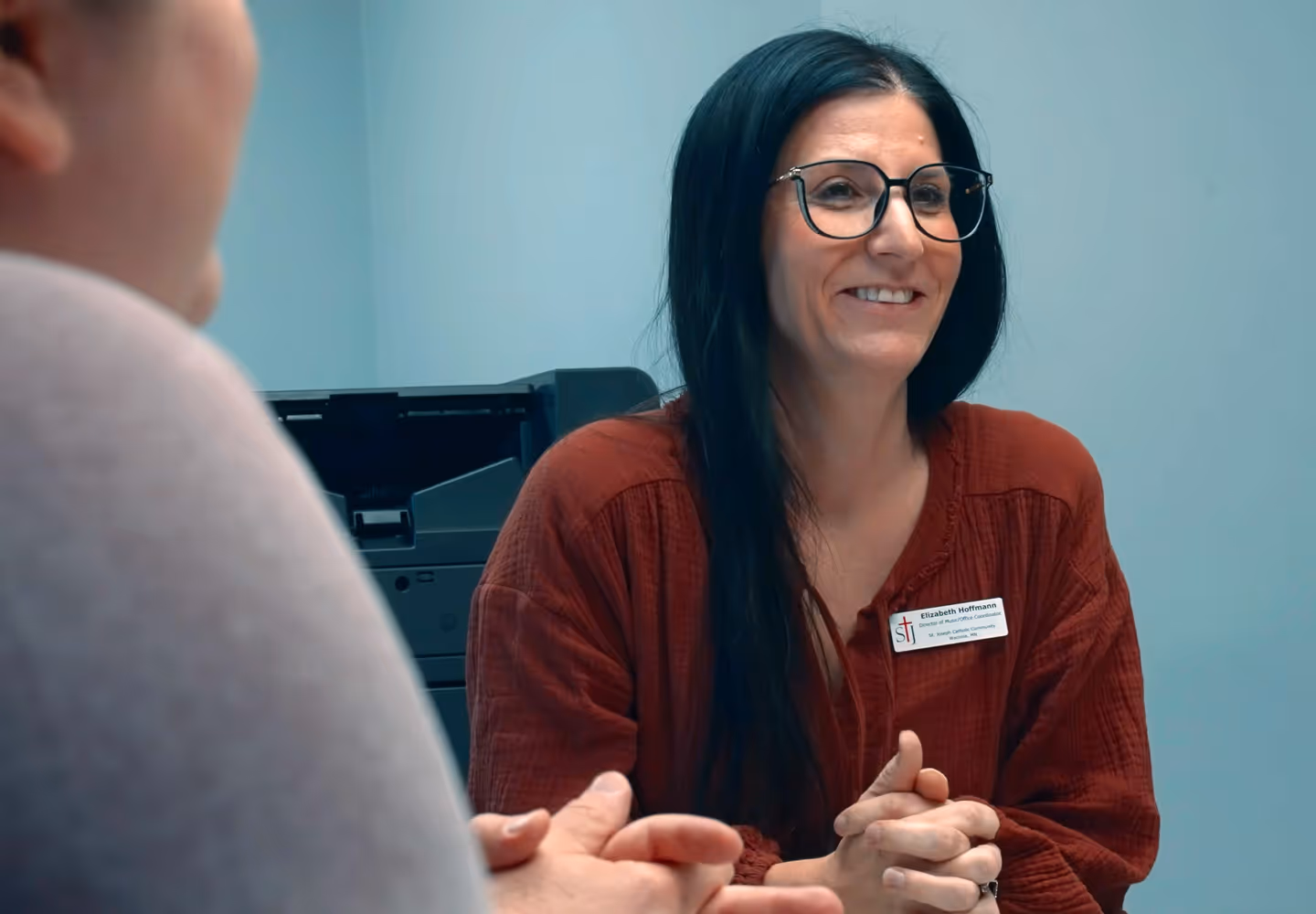 Church staff member in a meeting