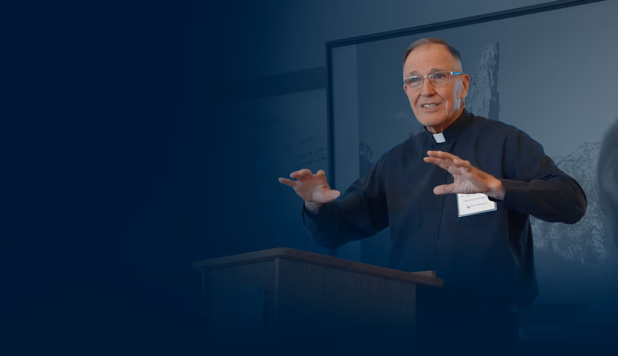 Priest giving a talk