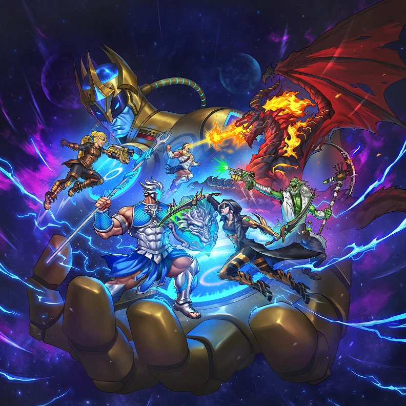 Monarch Game Studios heroes and dragon artwork at the centre of the business model flywheel