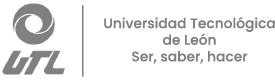 Logo de la Universidad Tecnológica de León con el eslogan 'Ser, saber, hacer' con texto gris y fondo blanco.