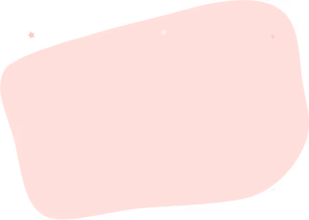 Pink irregular rounded shape with small star-like decorations on a white background.