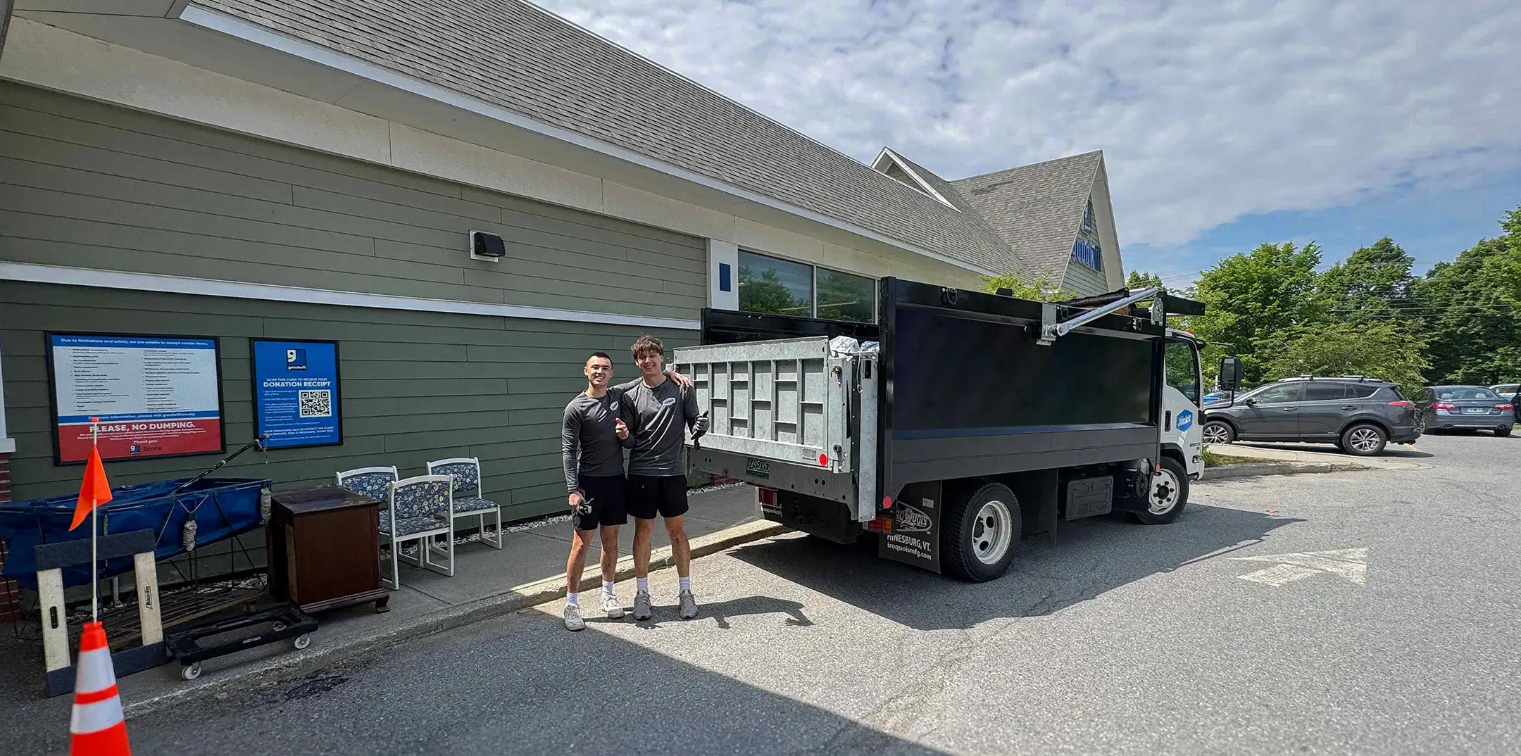 Donating reusable items at Goodwill after a job