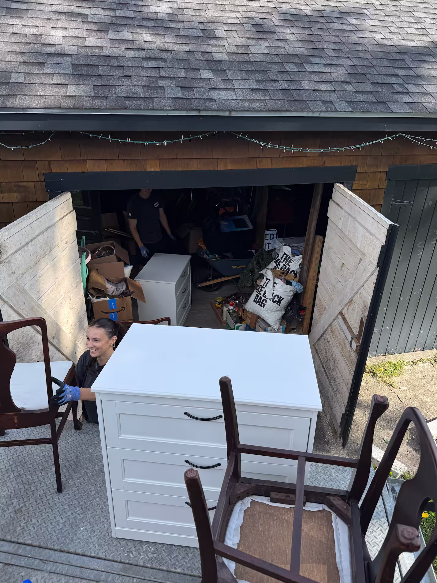 Junkit team unloading donation items for Habitat for Humanity in Williston