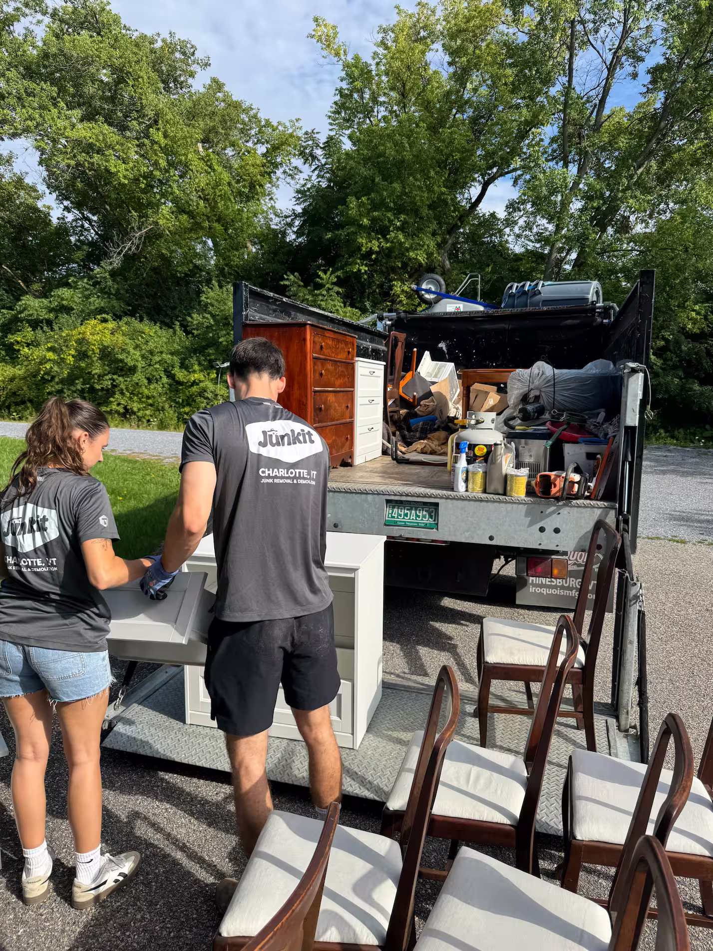 Donating reusable items at Goodwill after a job