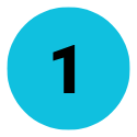 Blue circle with a black number one inside.