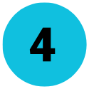 Black number 4 centered on a bright cyan circular background.