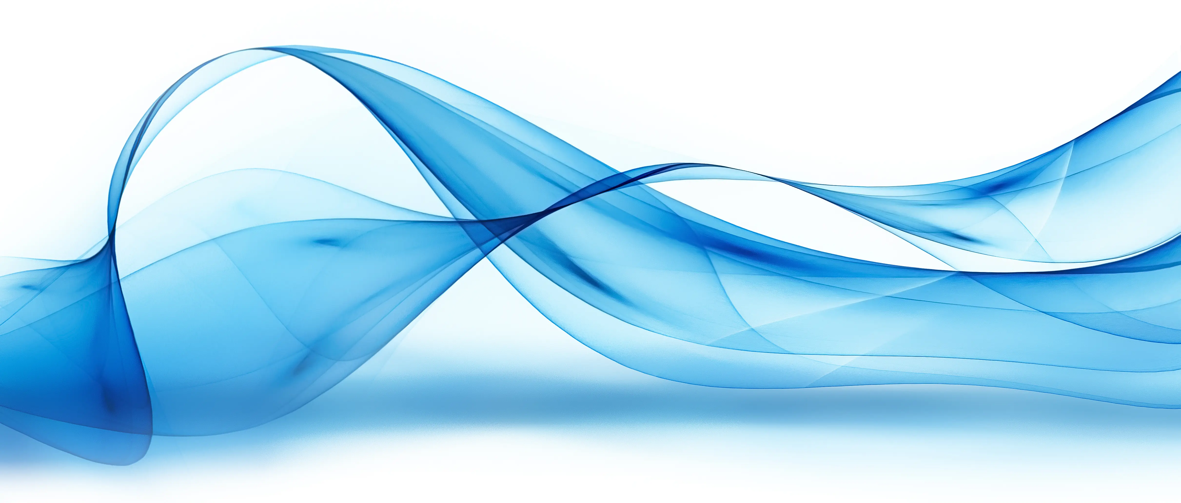 A blue wave of smoke on a white background.