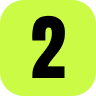 green square background with a black number two in the foreground