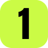 green square background with a black number one in the foreground