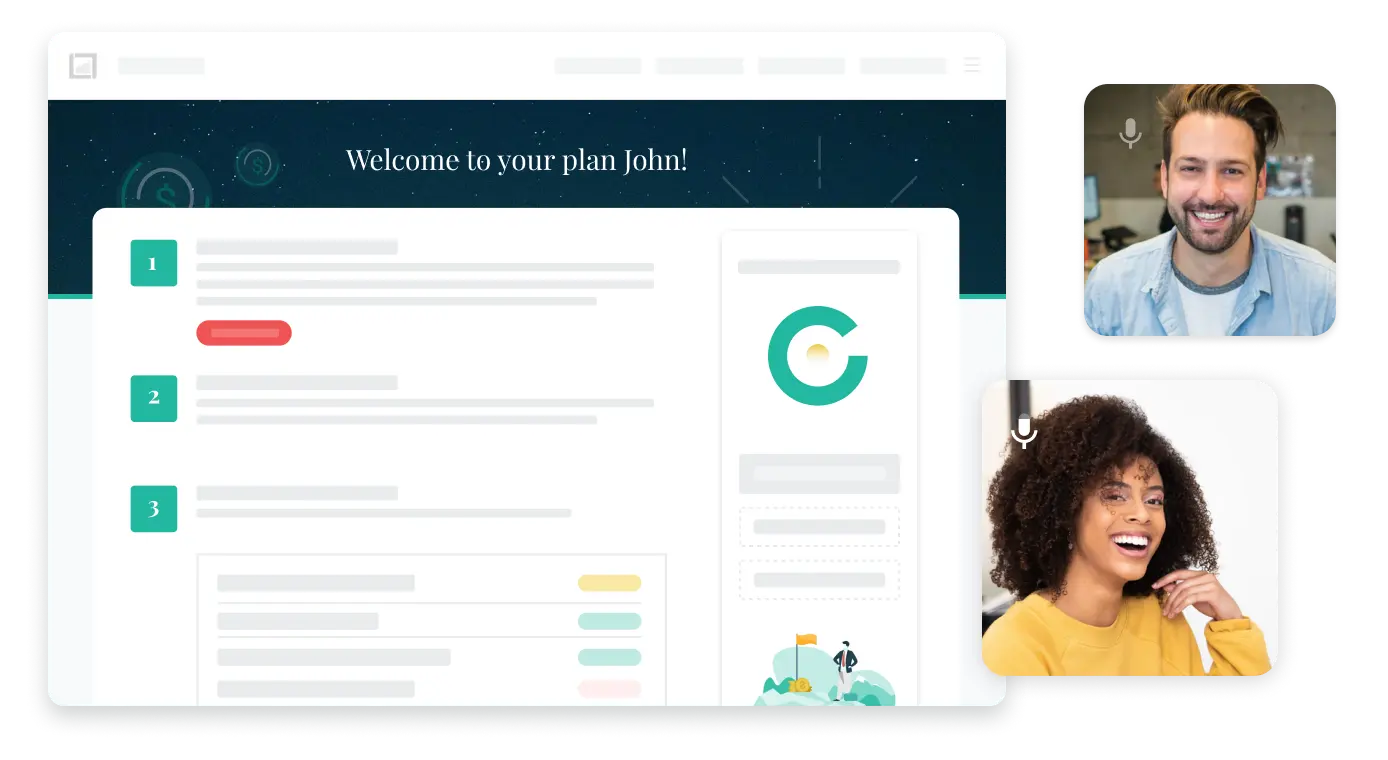 Graphic shows how LearnLux financial wellbeing blends digital tools and access to financial experts