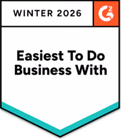 G2 badge for Winter 2026 recognizing the easiest to do business with.