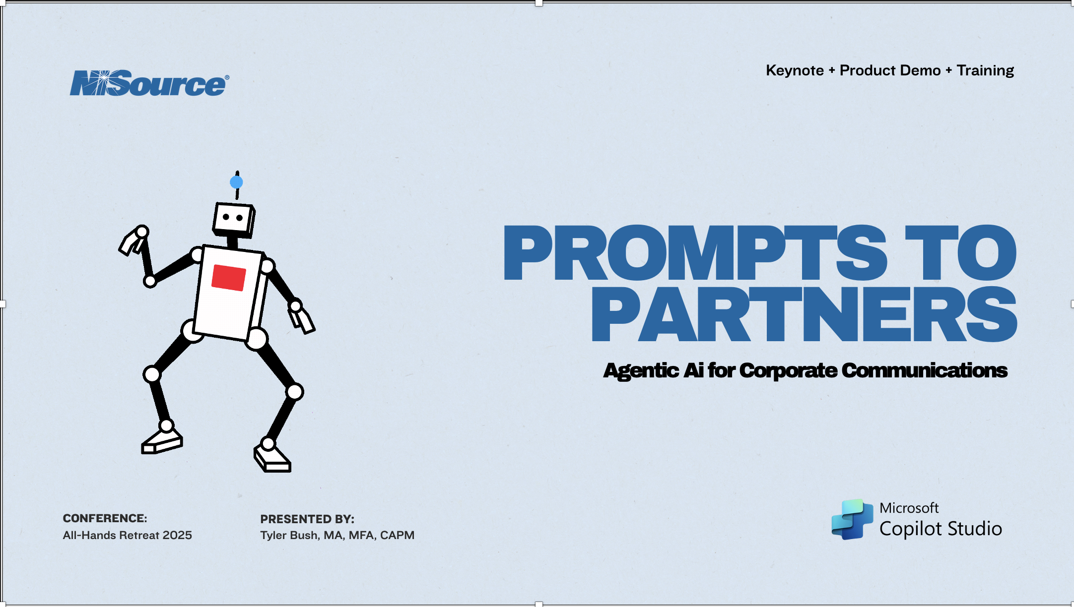 Prompts to Partners: Agentic AI for Corporate Communications cover with a robot illustration