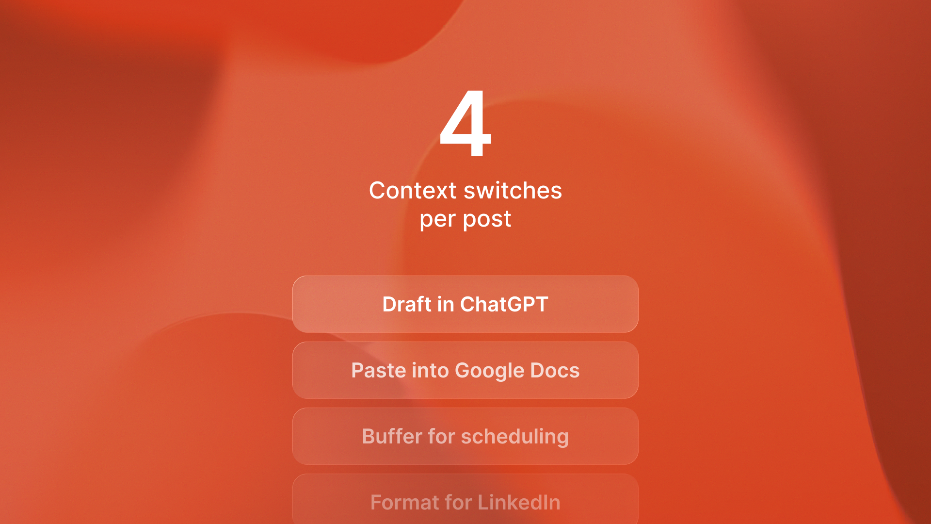 Comparison of ChatGPT, Buffer, and AI-native LinkedIn content tools by friction and long-term usability