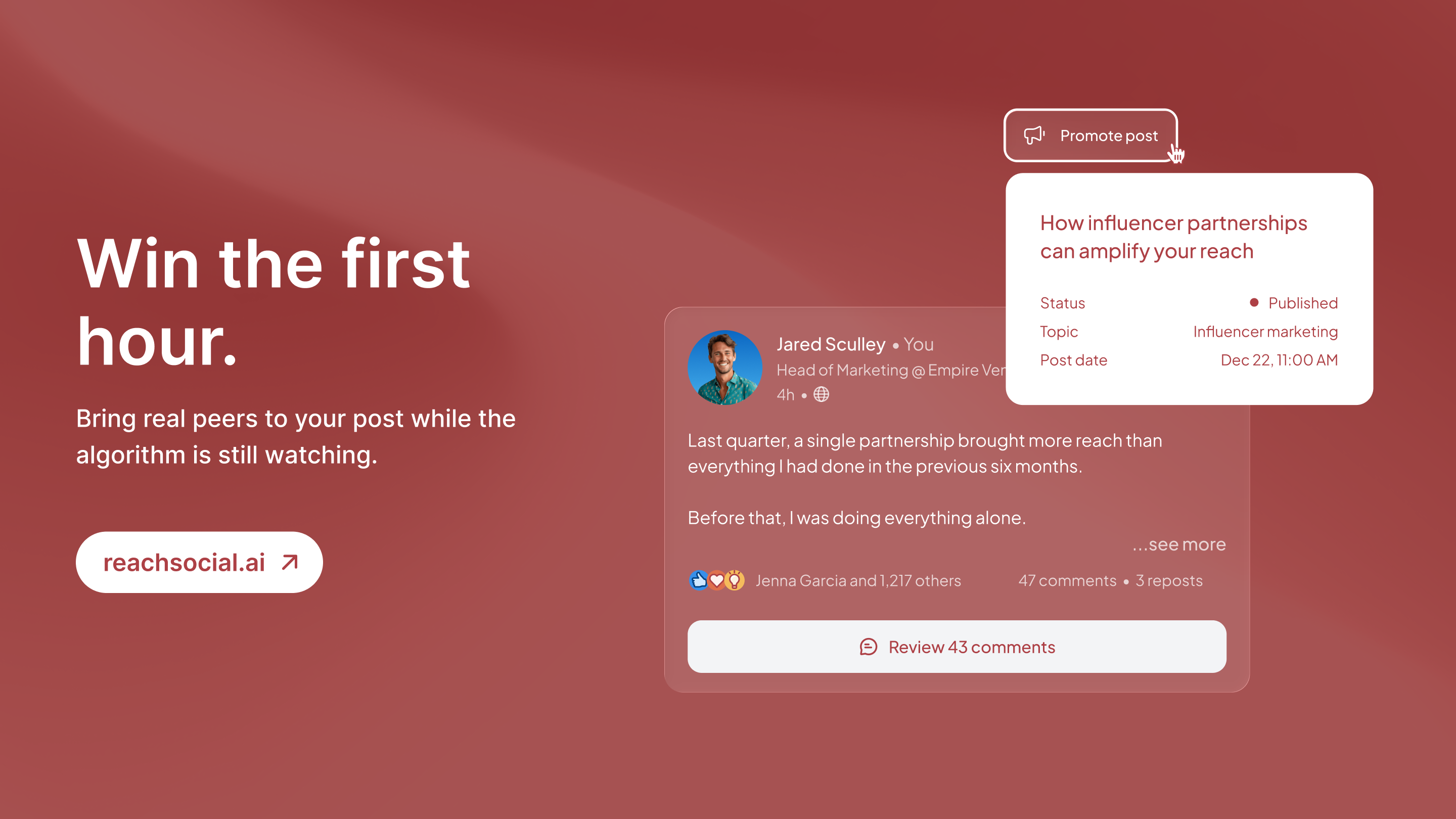 ReachSocial consistency dashboard showing how systematic LinkedIn posting compounds engagement over time