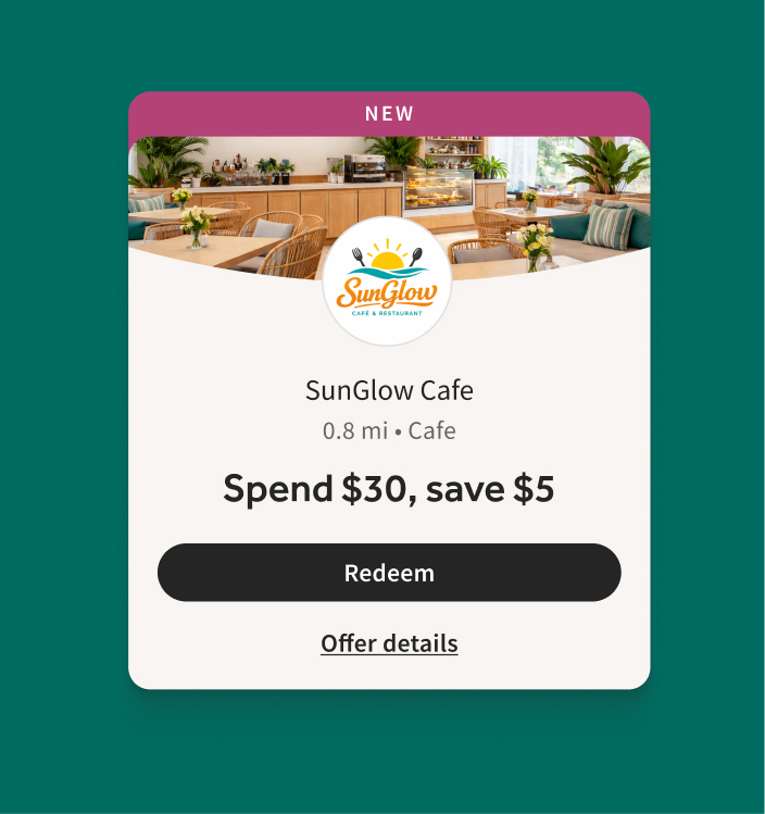 Restaurant offers app screen