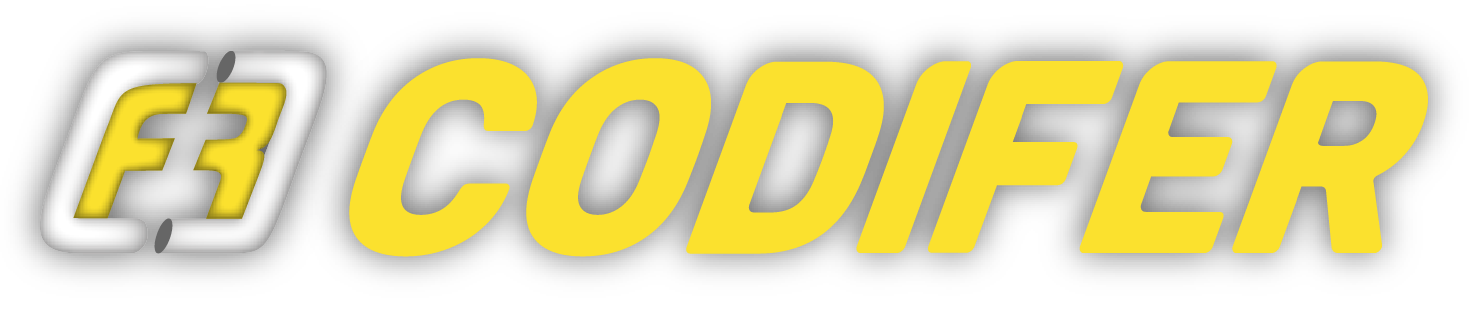 Yellow and white stylized text logo reading CODIFER with intertwined F3 icon on left.