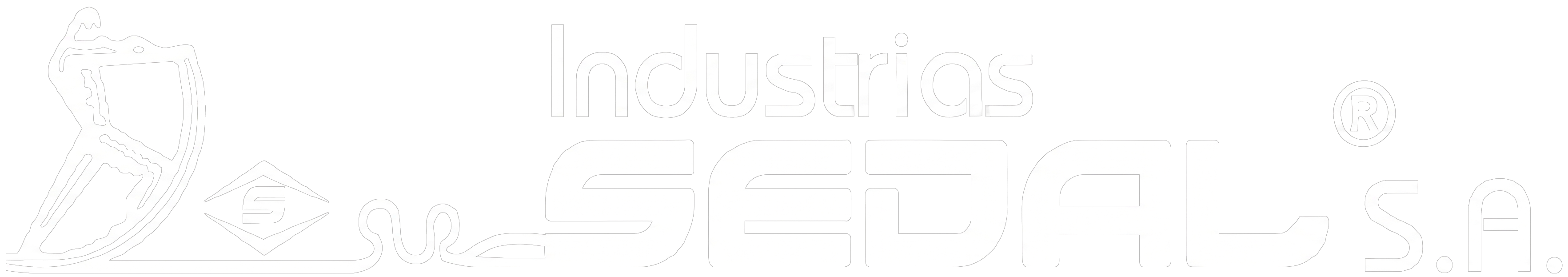Industrias Sedal S.A. logo with a stylized figure pulling a cable forming part of the text.