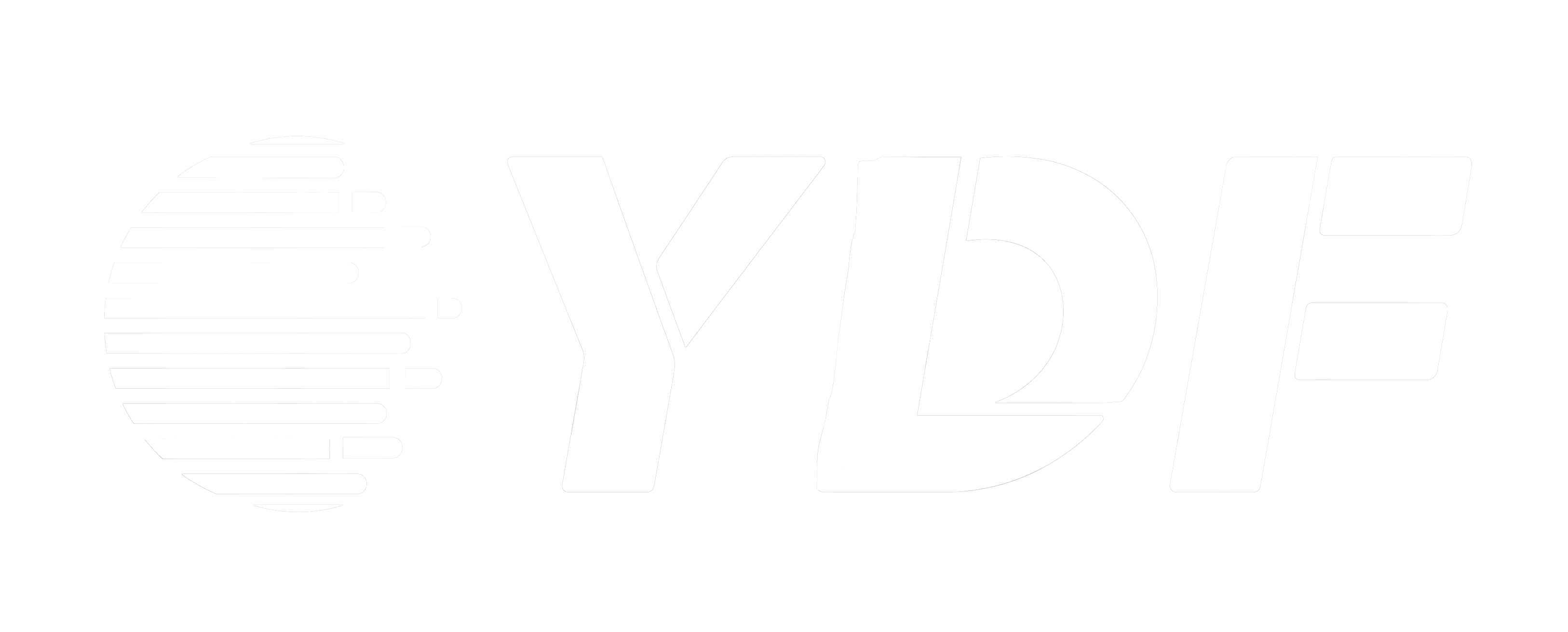 YDF brand logo with stylized white letters and horizontal lines forming a circular shape on black background.