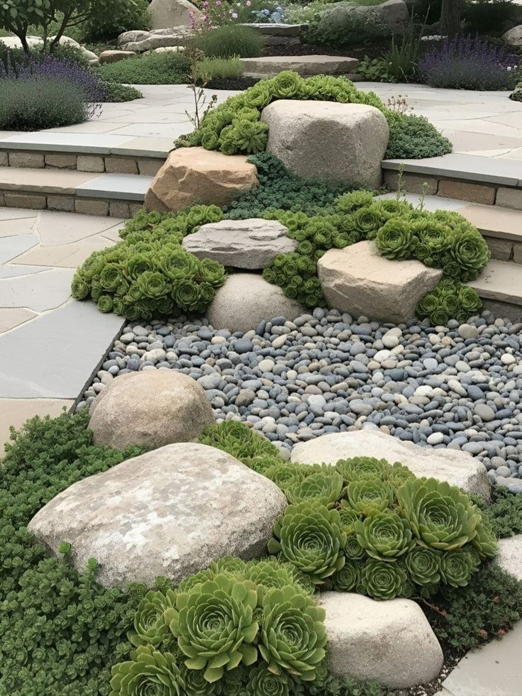 Close-up detail of a decorative outdoor patio floor featuring curved terracotta brick tile fan inlays set into a gray terrazzo surface in an S-curve pattern.