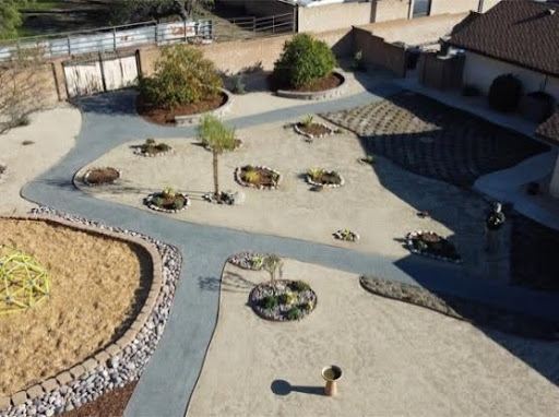 Hey Nice Garden low-water landscape with deck and plantings