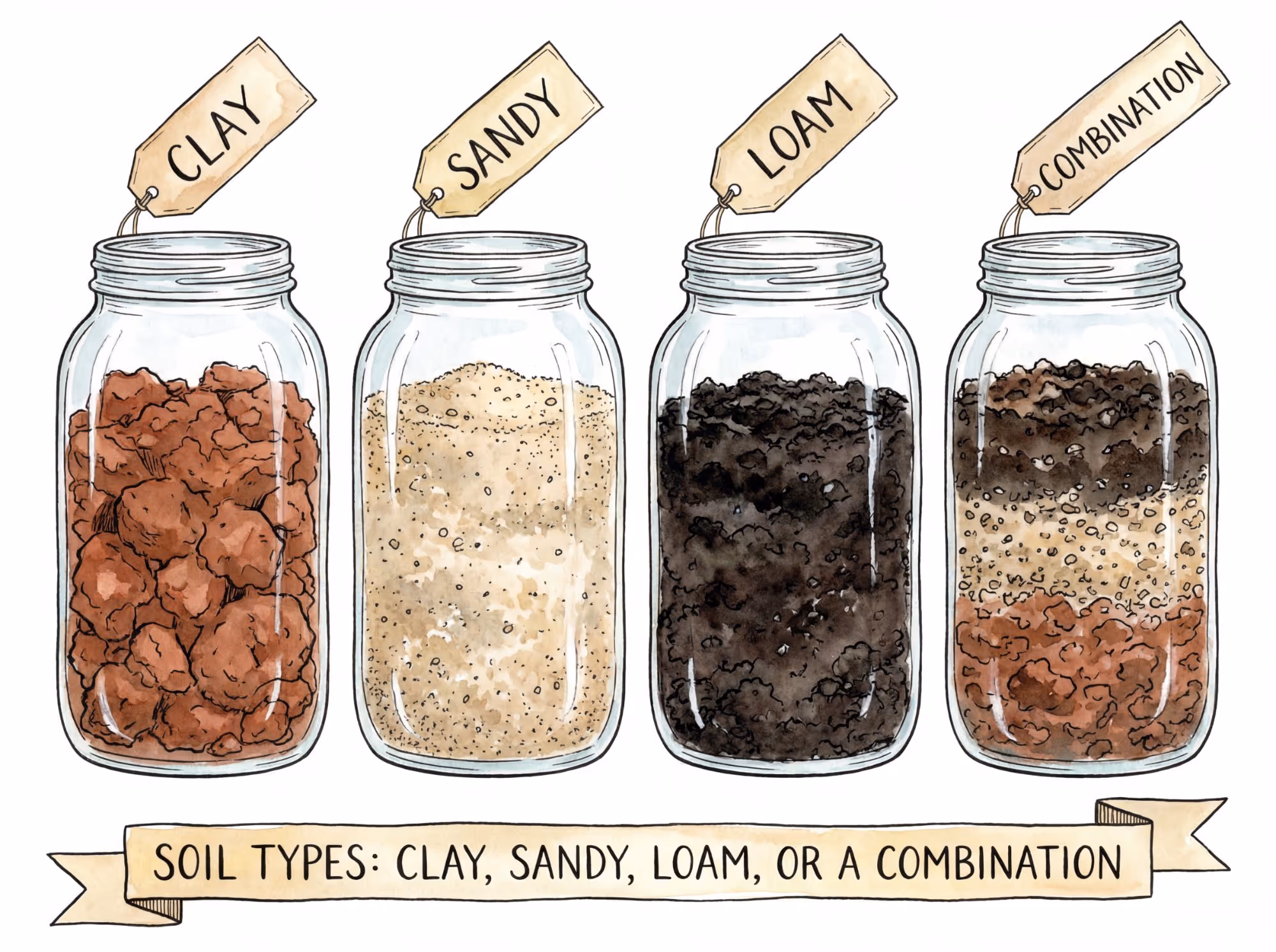 Homeowner testing Southern California clay soil with jar test method for drought tolerant landscaping preparation