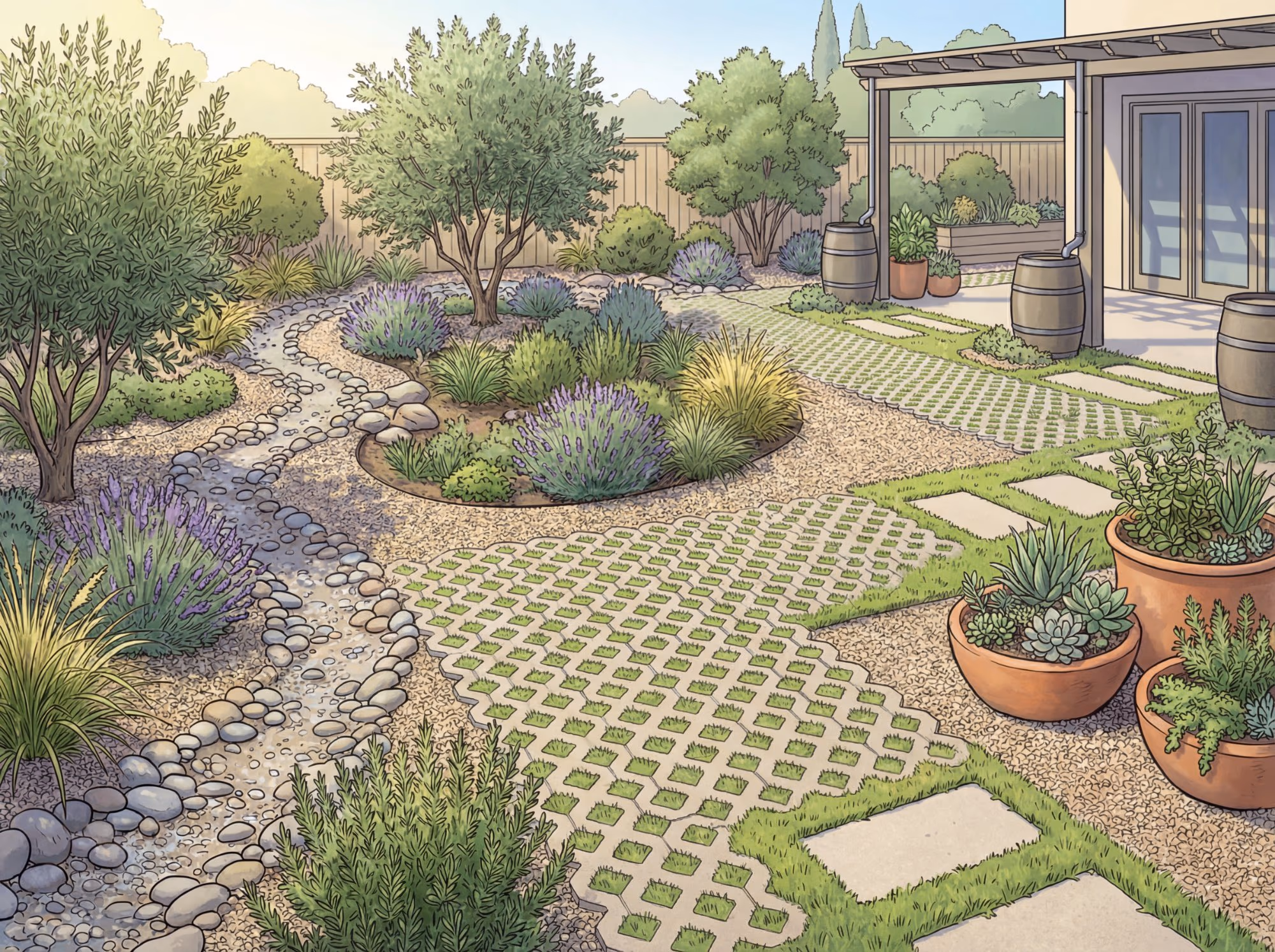 Amended garden soil being prepared with compost and organic matter for drought-tolerant native plant installation