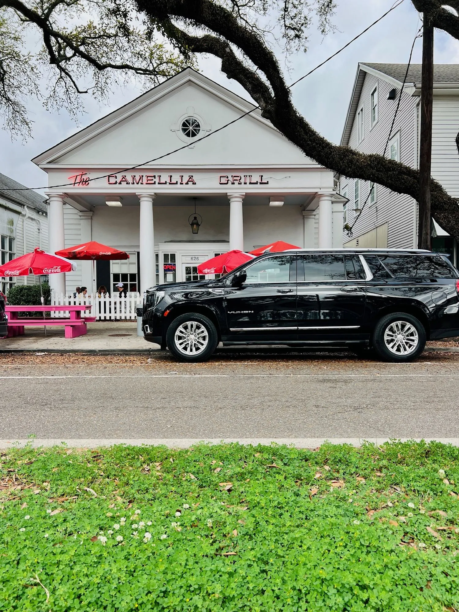 Black SUV parked outside the Camellia Grill on Carrollton Avenue, New Orleans